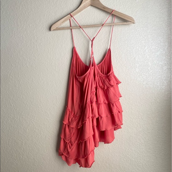 Free People Ruffled Tiered Tomato Tank M - Picture 3 of 10